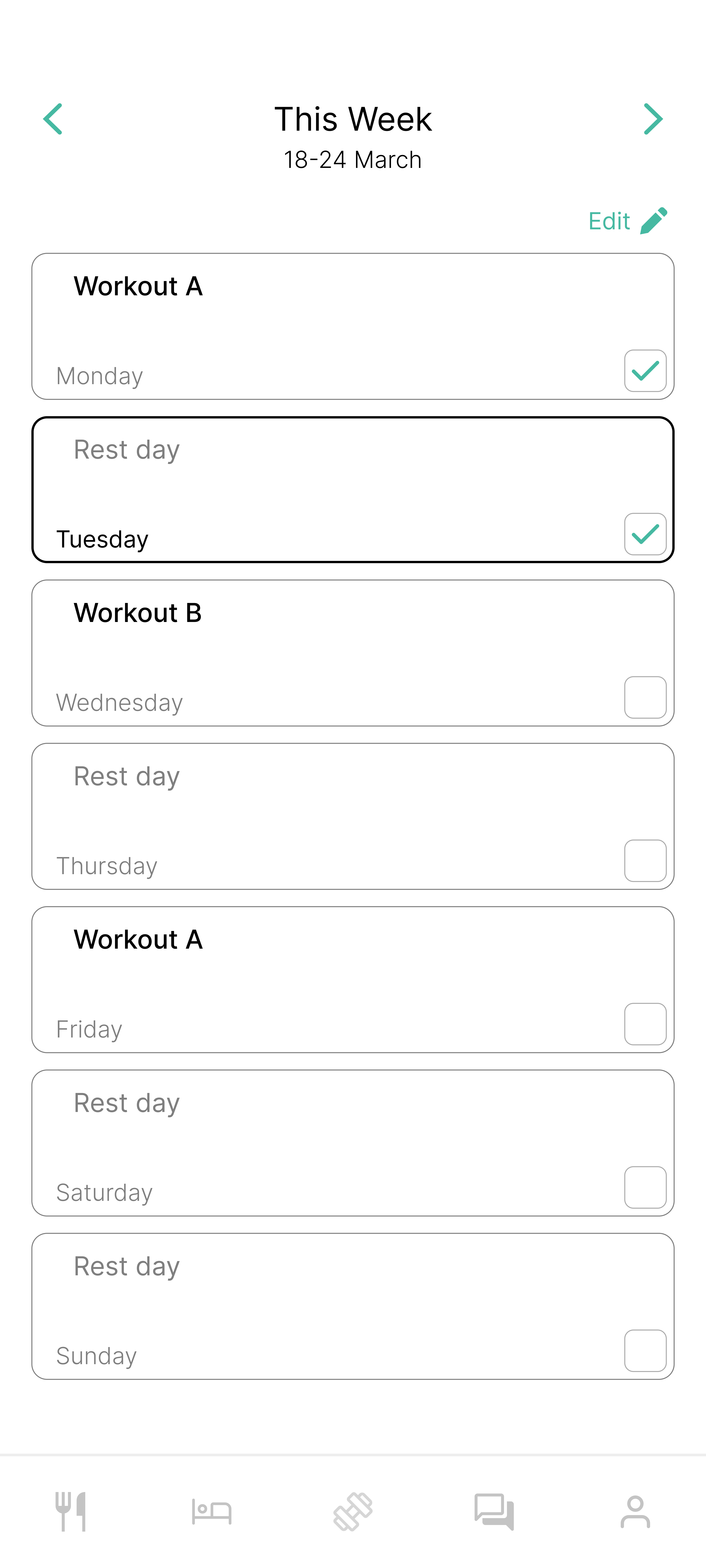 Optimal Fitness App Screenshot